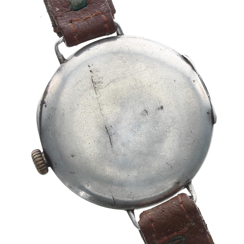 433 - Silver wire-lug gentleman's wristwatch, London 1922, enamal dial with Arabic numerals, red twelve, m... 