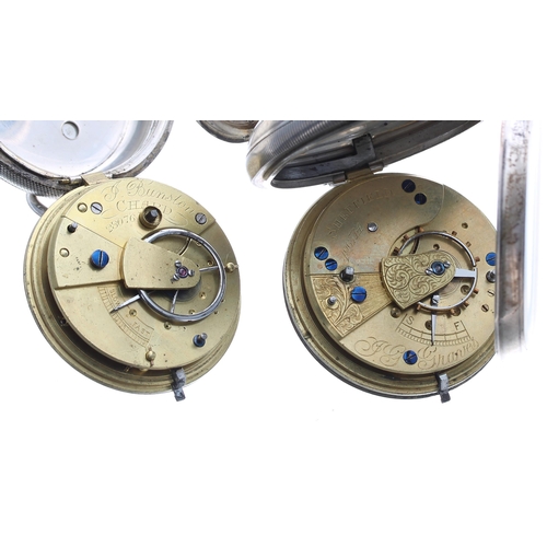 461 - Silver lever engine turned pocket watch in need of attention, the movement signed P. Bunston, no. 28... 