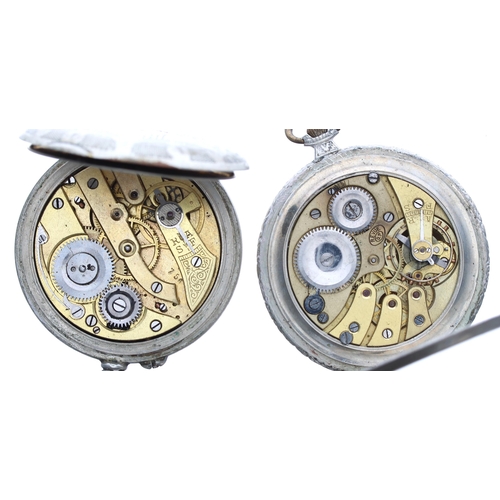 462 - Revue white metal lever pocket watch, signed movement, the dial with Arabic numerals, minute markers... 