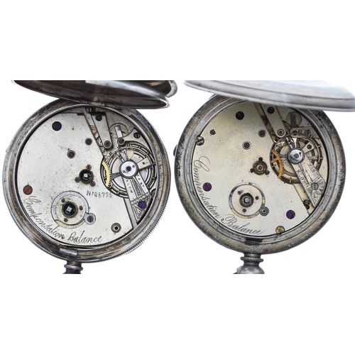 476 - Silver lever engine turned pocket watch, the three quarter plate movement inscribed 'Compensation Ba... 