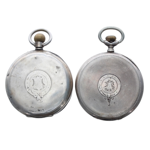 485 - Silver lever engine turned pocket watch, import hallmarks London 1929, 15 jewel movement, the dial i... 