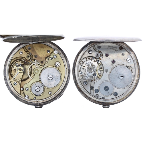 485 - Silver lever engine turned pocket watch, import hallmarks London 1929, 15 jewel movement, the dial i... 