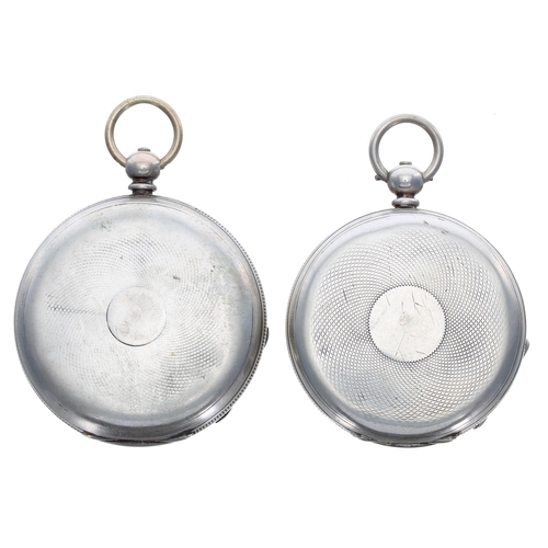 486 - Two silver (0.800) cylinder engine turned pocket watches, 52mm and 50mm