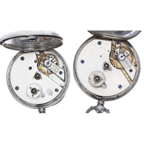 488 - Two silver (0.800) cylinder engine turned pocket watches, 49mm and 46mm (one at fault)... 