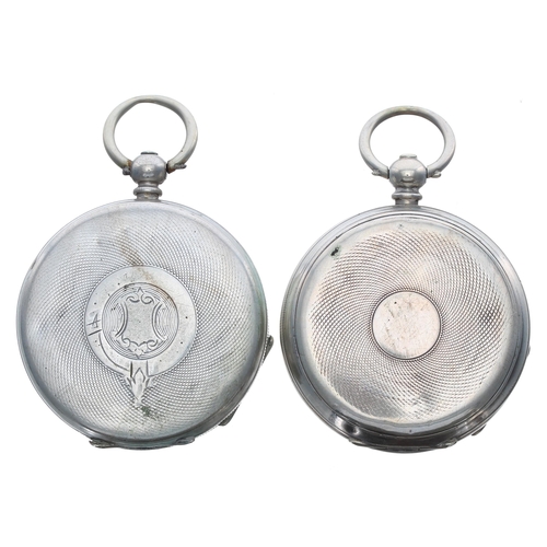 489 - Two silver (0.800) cylinder engine turned pocket watches, 48mm and 49mm