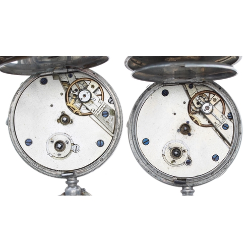 489 - Two silver (0.800) cylinder engine turned pocket watches, 48mm and 49mm