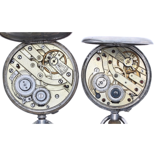 490 - Silver (0.800) cylinder half hunter engine turned pocket watch, 46mm; together with a silver (0.800)... 