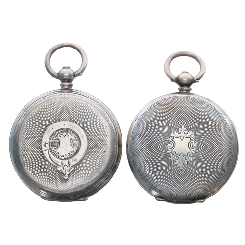 491 - Two silver (0.935) cylinder engine turned pocket watches, 51mm and 50mm (one in need of attention)... 