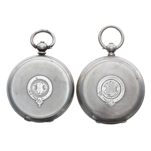 493 - Two silver (0.935) cylinder engine turned pocket watches, 52mm and 51mm