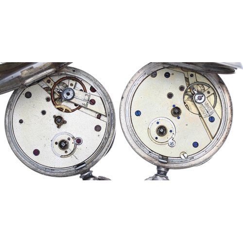 493 - Two silver (0.935) cylinder engine turned pocket watches, 52mm and 51mm