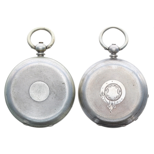 494 - Two silver (0.800) cylinder engine turned pocket watches, 48mm and 49mm