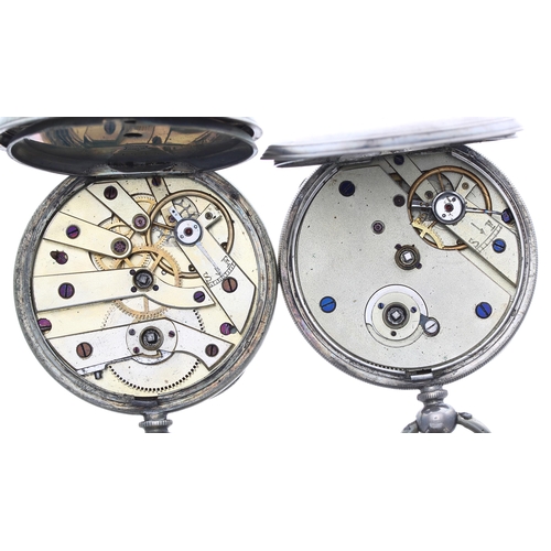 494 - Two silver (0.800) cylinder engine turned pocket watches, 48mm and 49mm