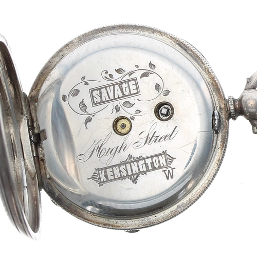 495 - C. Mathey silver cylinder engine turned fob watch, signed movement and dial, hinged cuvette branded ... 