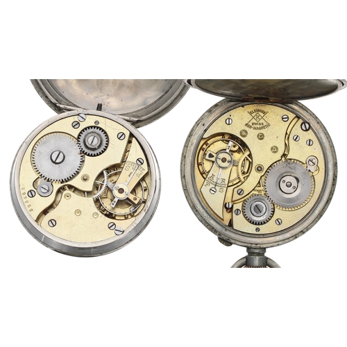 504 - Elsinore non-magnetic nickel cased lever pocket watch, 50mm; together with a nickel cased lever pock... 