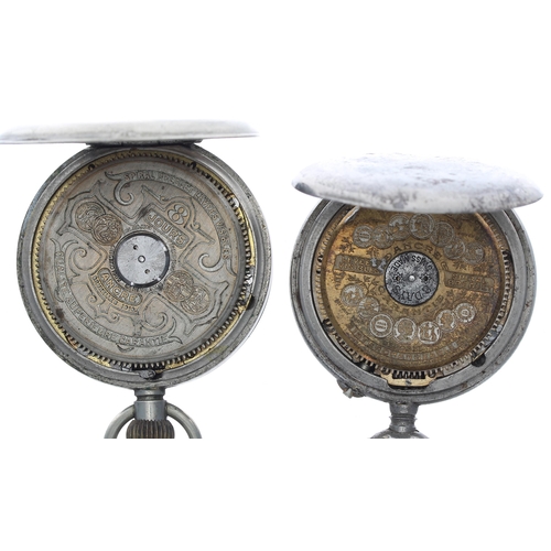 505 - Hebdomas Patent 8 days pocket watch, 45mm; together with a Hebdomas Patent 8 days pocket watch for r... 