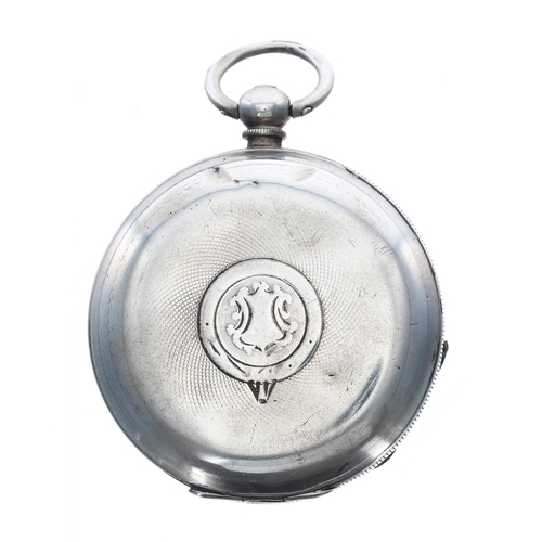 506 - Silver lever engine turned pocket watch, import hallmarks London 1918, unsigned gilt three quarter p... 