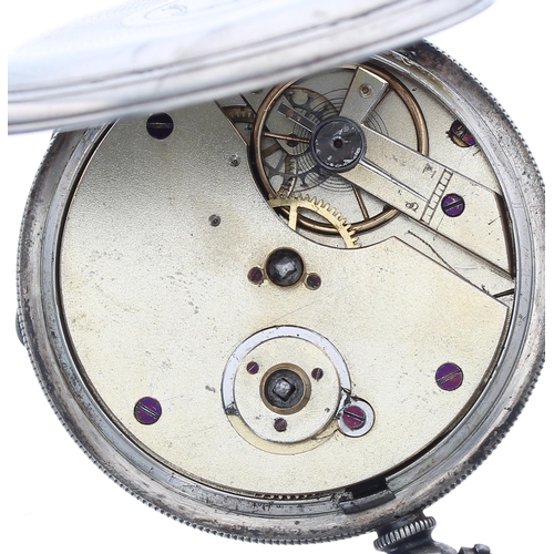 507 - Silver cylinder engine turned pocket watch, unsigned three quarter plate movement, 52mm... 