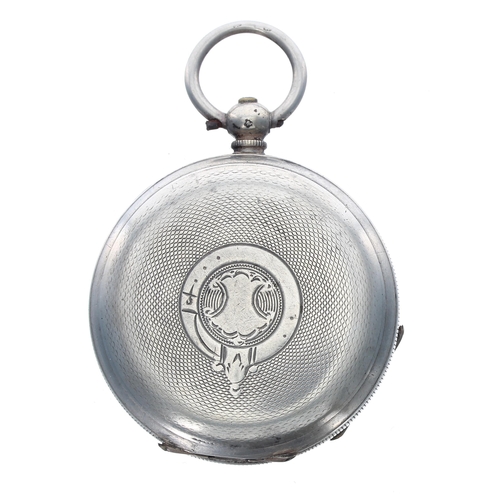 509 - Silver (0.935) cylinder engine turned pocket watch, the movement signed D.F&C (Dimier Freres &am... 