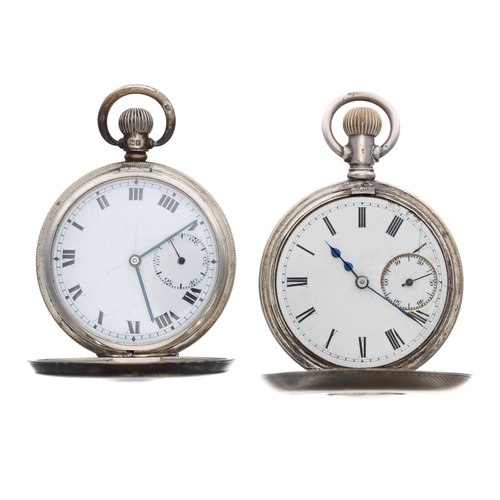 524 - Silver lever half hunter engine turned pocket watch for repair, 7 jewel, 52mm; together with a a sil... 