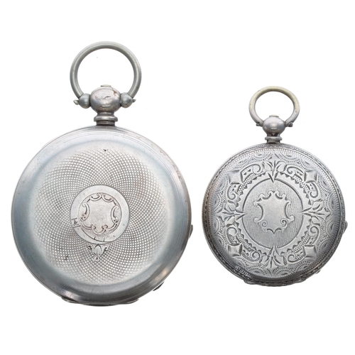 526 - Silver cylinder engine turned pocket watch for repair, 51mm; together with a silver cylinder engrave... 