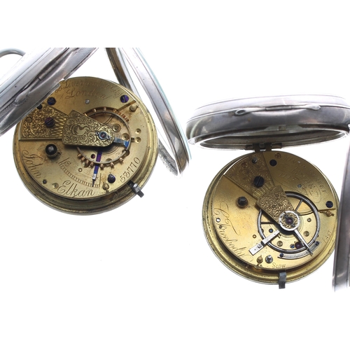 535 - Silver fusee lever engine turned pocket watch for repair, the movement signed John Elkan, 35 Liverpo... 