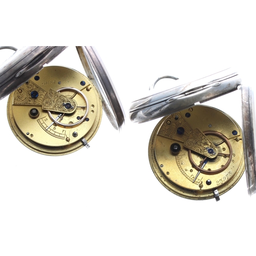 538 - Two fusee lever engine turned pocket watches for attention/repair, unsigned movements, 52mm and 49mm... 