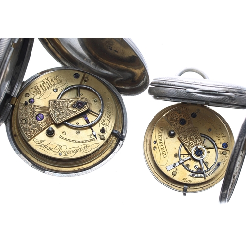 543 - Irish silver fusee lever hunter pocket watch for repair, signed John Donegan, Dublin, engine turned ... 