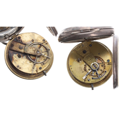 552 - Victorian silver fusee lever engraved pocket watch for repair, London 1845, unsigned movement, 49mm;... 