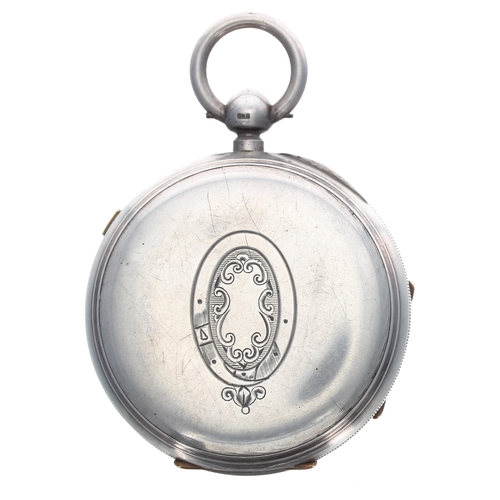 565 - Silver centre seconds chronograph lever pocket watch for repair, the three quarter plate movement si... 