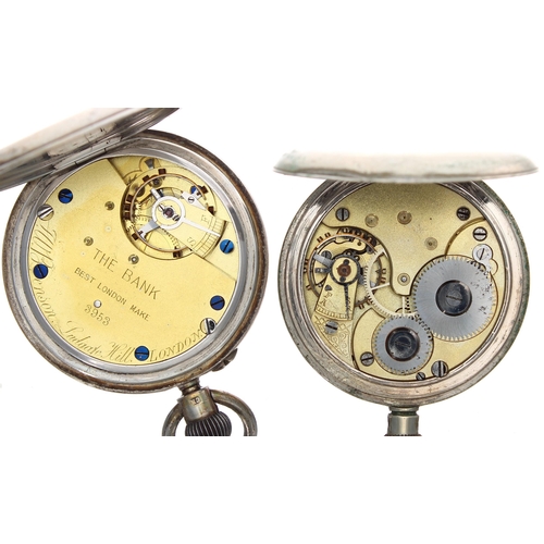 568 - J.W. Benson 'The Bank' silver lever pocket watch for repair, 50mm; together with a lever pocket watc... 