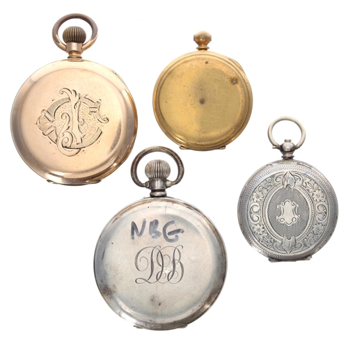 569 - Silver lever pocket watch in need of attention; together with a gold plated lever pocket watch for r... 