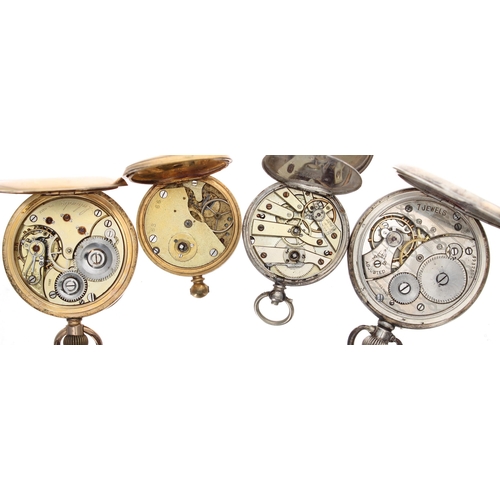 569 - Silver lever pocket watch in need of attention; together with a gold plated lever pocket watch for r... 