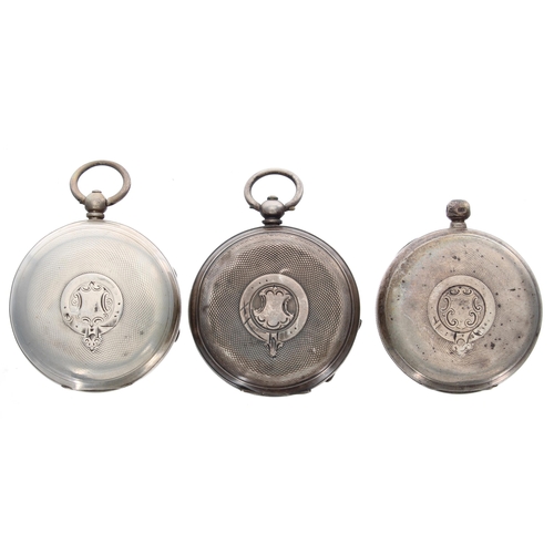 570 - Two silver lever pocket watches in need of attention/repair; together with a silver fusee lever pock... 