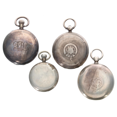 571 - Two silver American Waltham pocket watches for repair; together with a silver American Waltham 'Trav... 