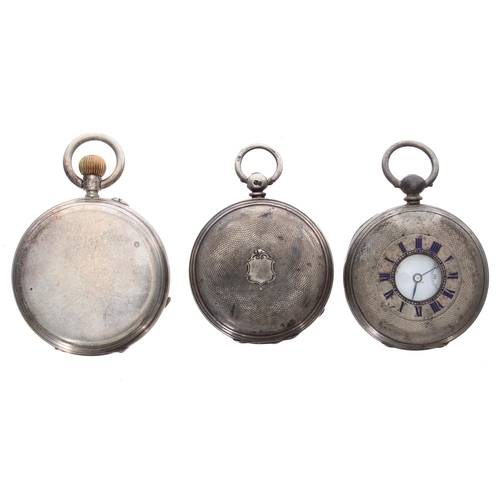 572 - Silver lever hunter pocket watch for repair; together with a silver cylinder half hunter pocket watc... 