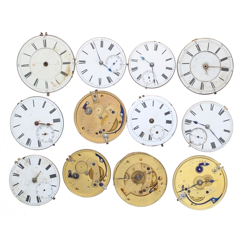 589 - Twelve unsigned fusee lever pocket watch movements (12)