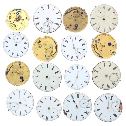 590 - Sixteen signed fusee lever pocket watch movements, to include Savory & Sons, John Howlett, Agar ... 