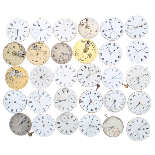 592 - Thirty lever pocket watch movements to include Record, Hausmann & Co. Alex Wilson, J.W. Benson '... 