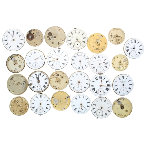 593 - Quantity of lever and cylinder pocket watch movements to include J.G. Graves, E. Rossiter, Edgcumbe,... 