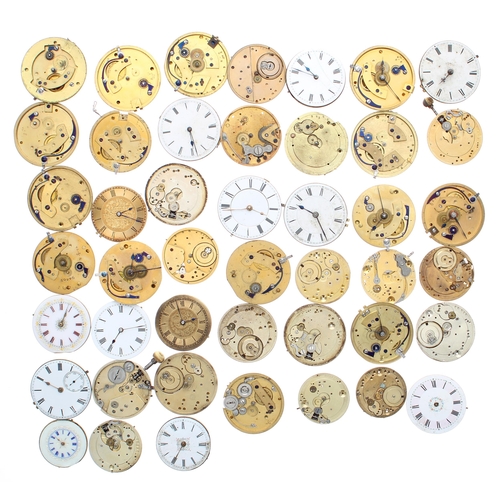 594 - Quantity of small pocket watch and fob watch movements to include fusee lever, lever and cylinder ex... 