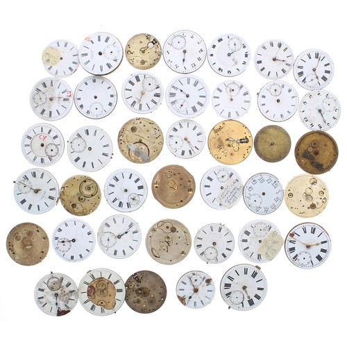 600 - Quantity of assorted pocket watch movements principally for repair to include lever and cylinder exa... 