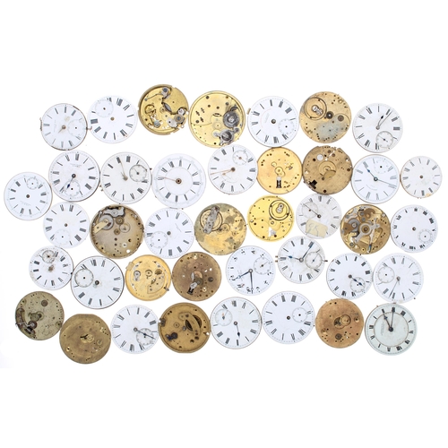 601 - Quantity of assorted pocket watch movements principally for repair to include Waltham 'Hillside', Ru... 