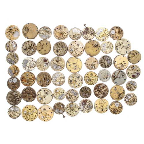 606 - Quantity of lever and cylinder fob watch movements principally for repair (50 approx)... 