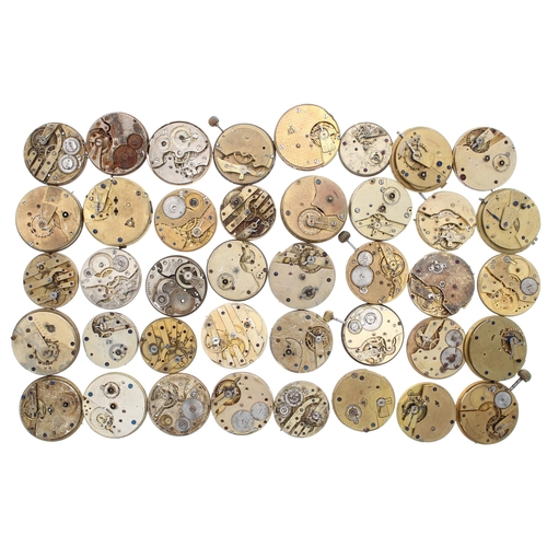 607 - Quantity of lever and cylinder pocket watch movements principally for repair (40)