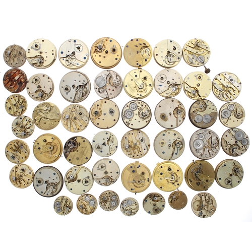 611 - Quantity of lever and cylinder pocket and fob watch movements principally for repair (47)... 