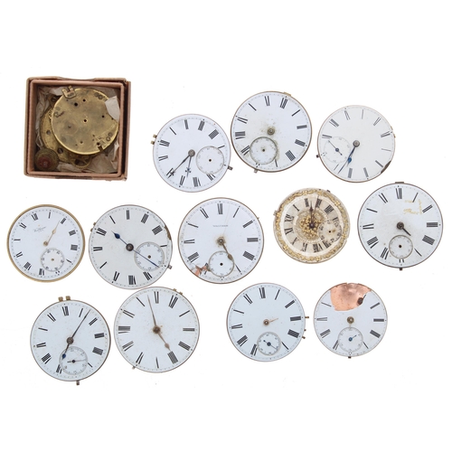 612 - Quantity of assorted verge, fusee lever and lever pocket watch movements principally for repair to i... 