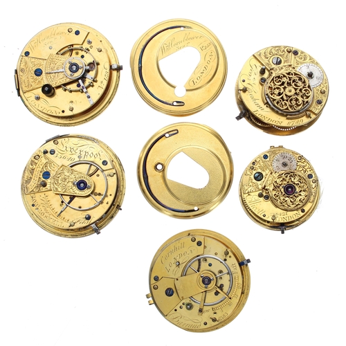 617 - George Graham fusee verge pocket watch movement, 40mm; together with a Ellicott fusee cylinder pocke... 