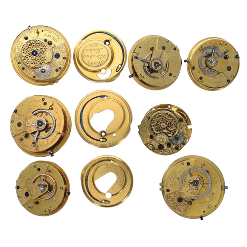 618 - James Parkinson centre seconds fusee cylinder pocket watch movement, 45mm; together with a Grant fus... 