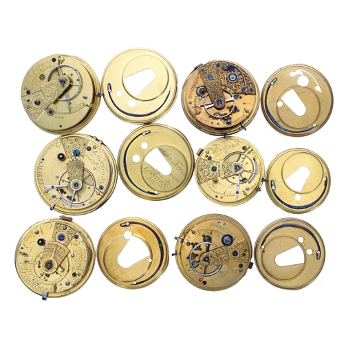 620 - Six fusee lever pocket watch movements to include makers John Forrest, R. Chapman, Brockbank, Johnso... 