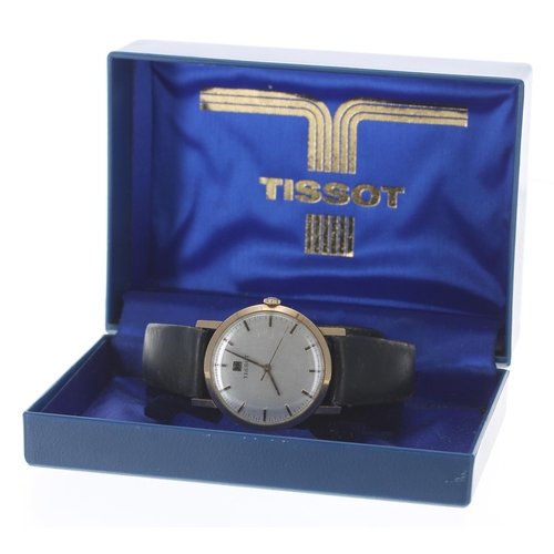 106 - Tissot 9ct gentleman's wristwatch, London 1973, silvered dial with applied baton markers, minute mar... 